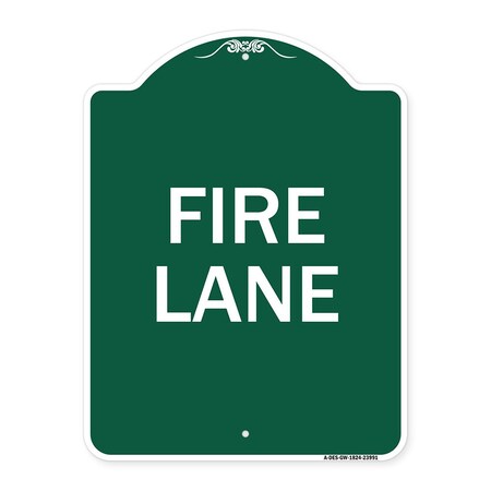 Signmission Designer Series Sign Fire Lane Supplementary, Green & White Aluminum Sign, 18" x 24", GW-1824-23991 A-DES-GW-1824-23991